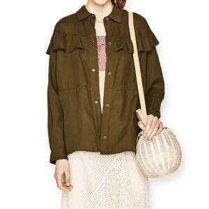 H&M TRF Khaki Ruffle Utility Jacket